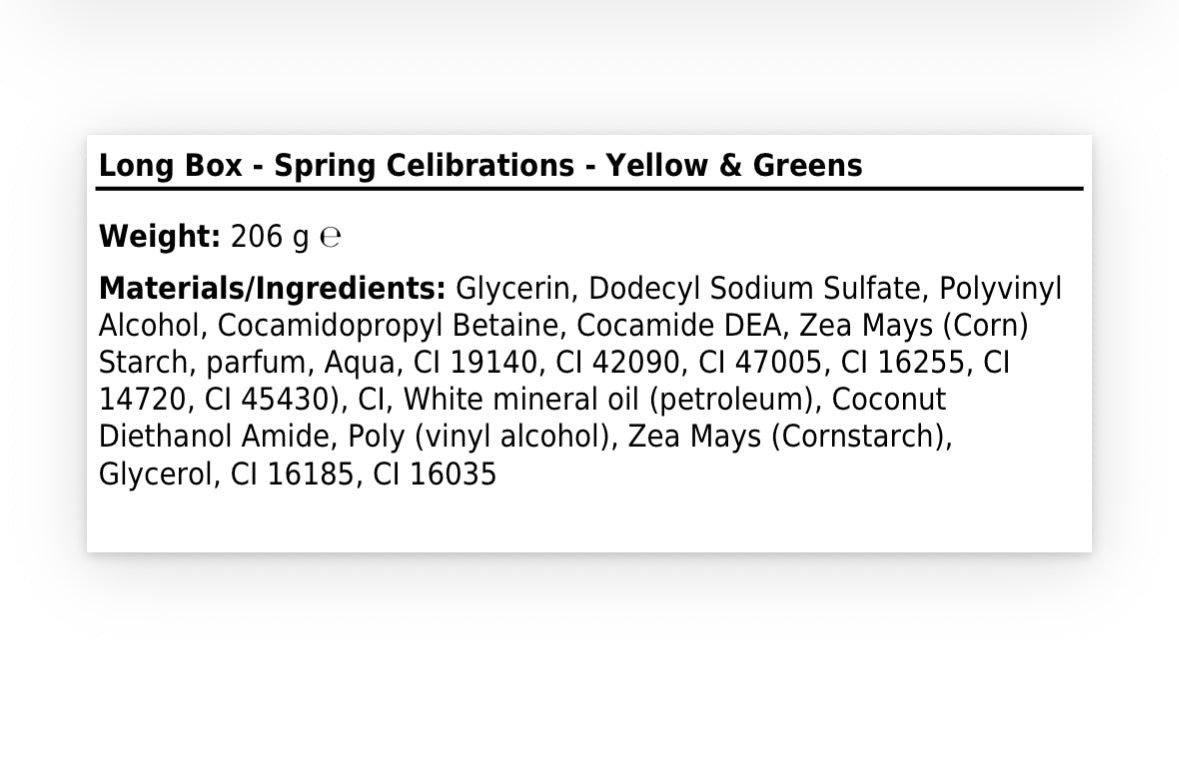 Long Box - Spring Celibrations - Yellow & Greens