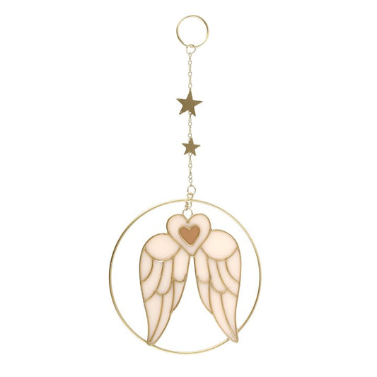 Angel Wing Hanging Decoration – Gold & White Angel Décor