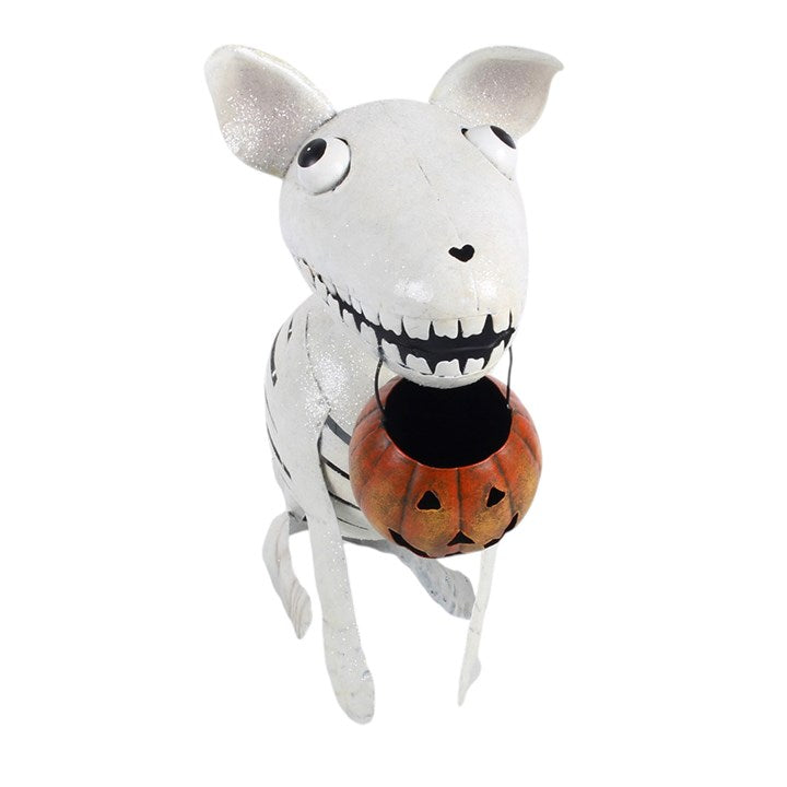 Skeleton Dog with Pumpkin Halloween Ornament