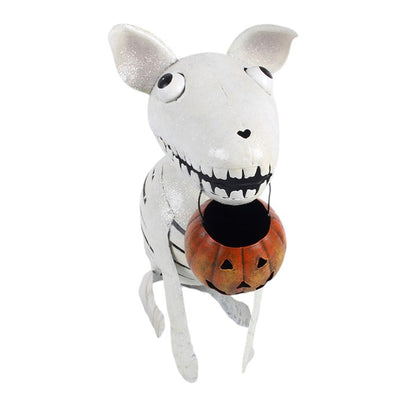 Skeleton Dog with Pumpkin Halloween Ornament