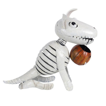 Skeleton Dog with Pumpkin Halloween Ornament