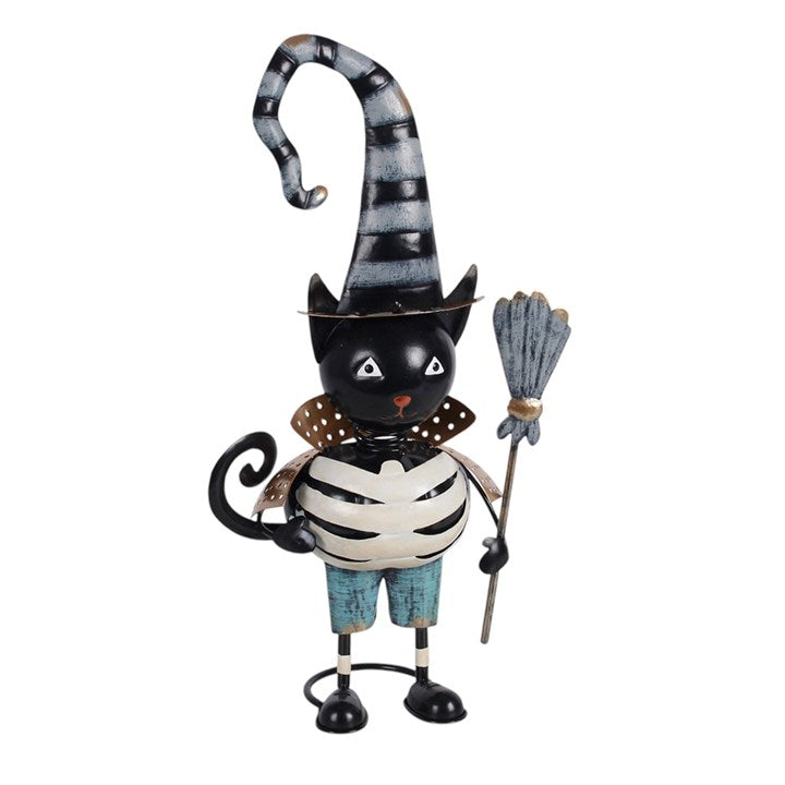 Black Cat Witch Ornament – Metal Halloween Decoration