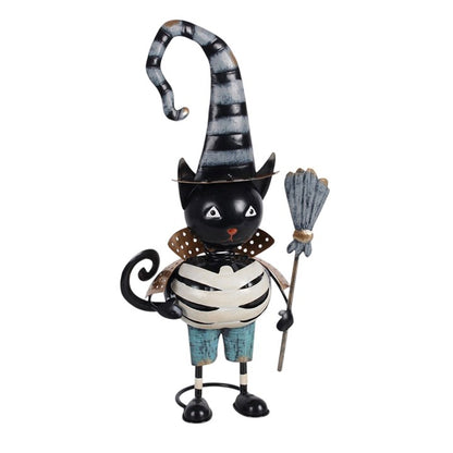 Black Cat Witch Ornament – Metal Halloween Decoration