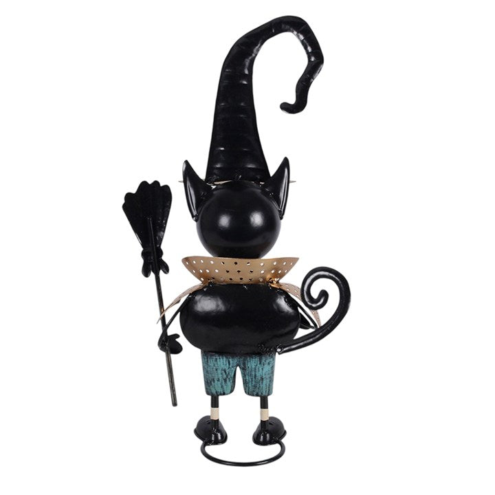 Black Cat Witch Ornament – Metal Halloween Decoration