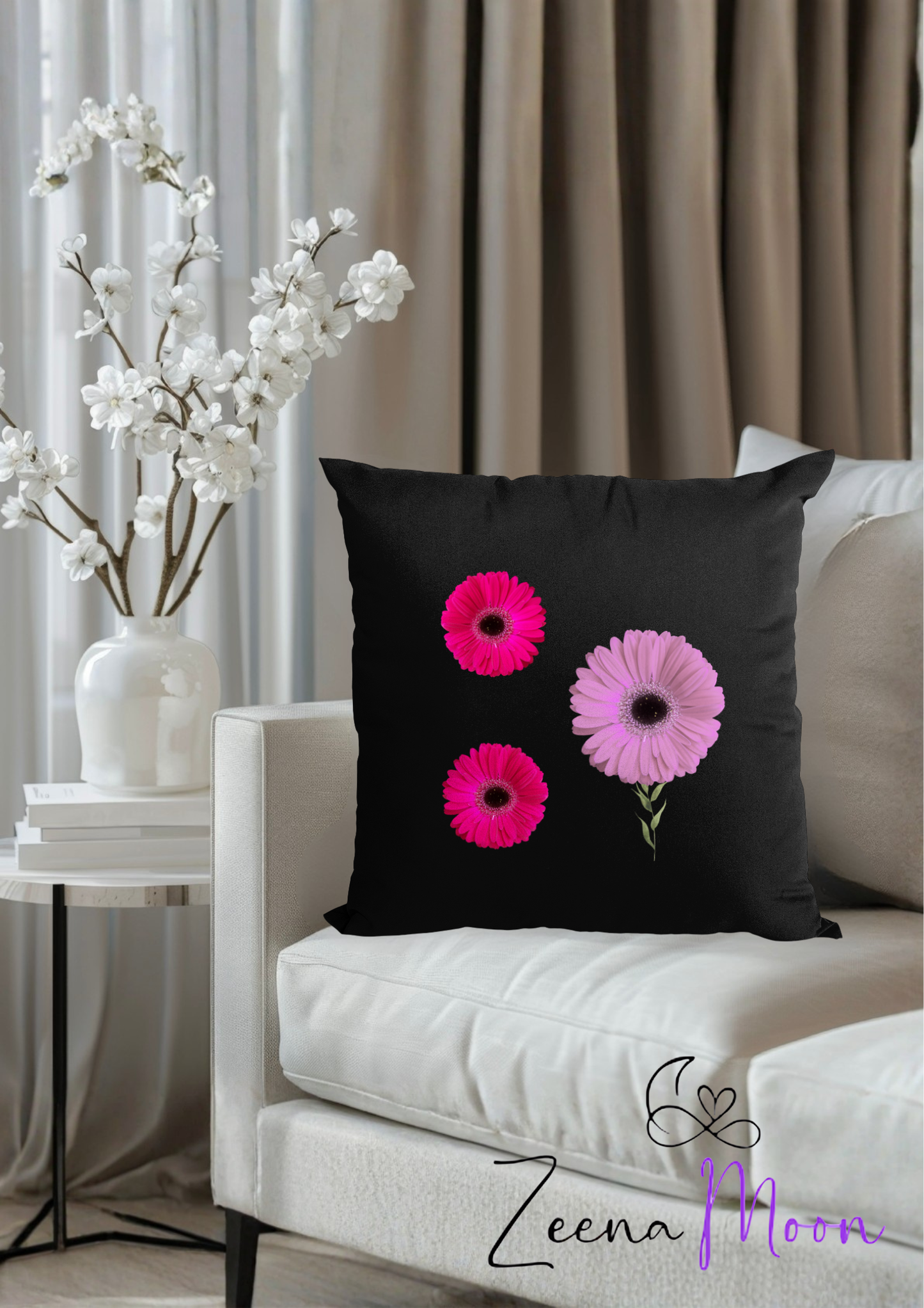 Vibrant Magenta & Pink Florals Throw Cushion 40x40cm