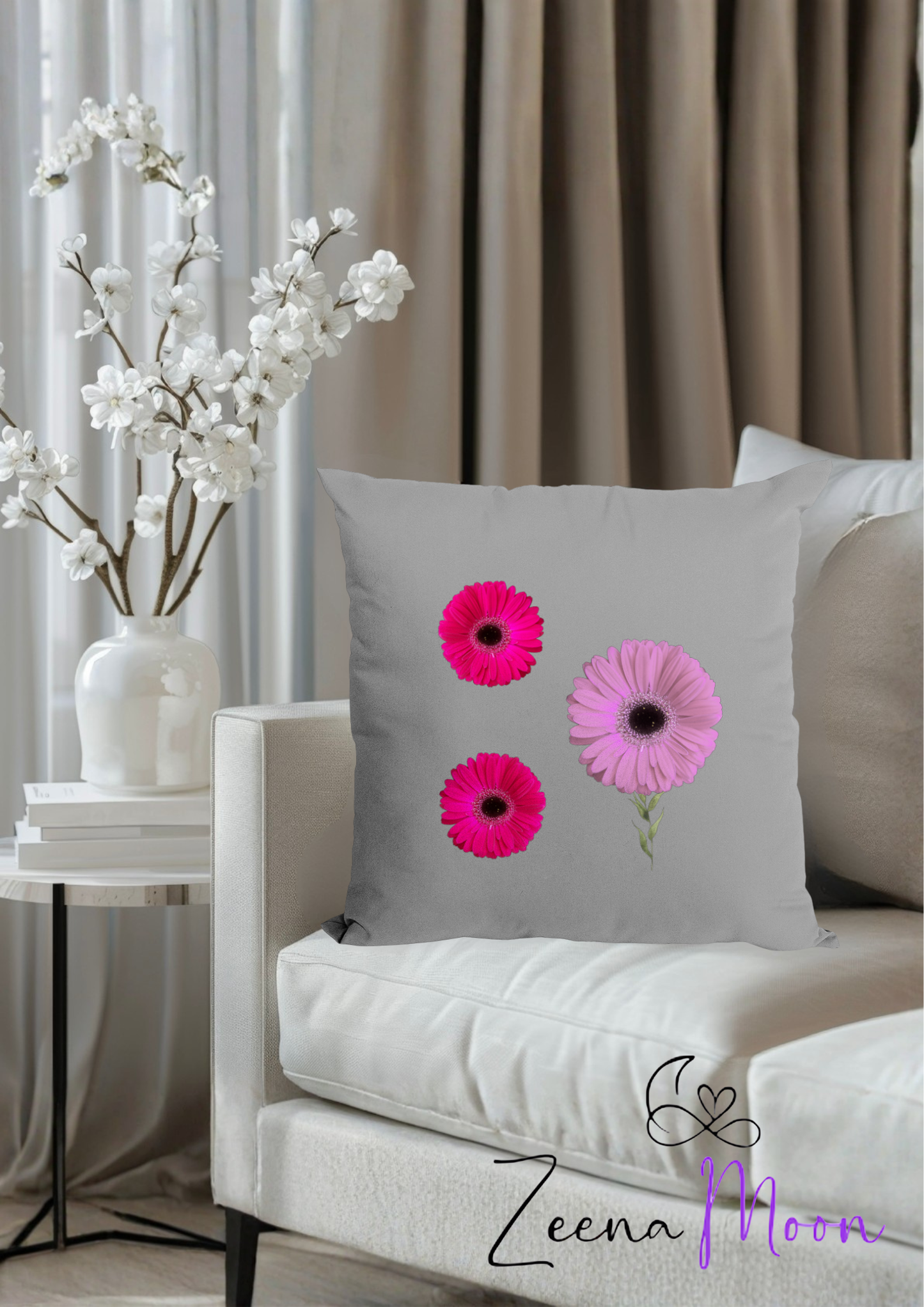 Vibrant Magenta & Pink Florals Throw Cushion 40x40cm