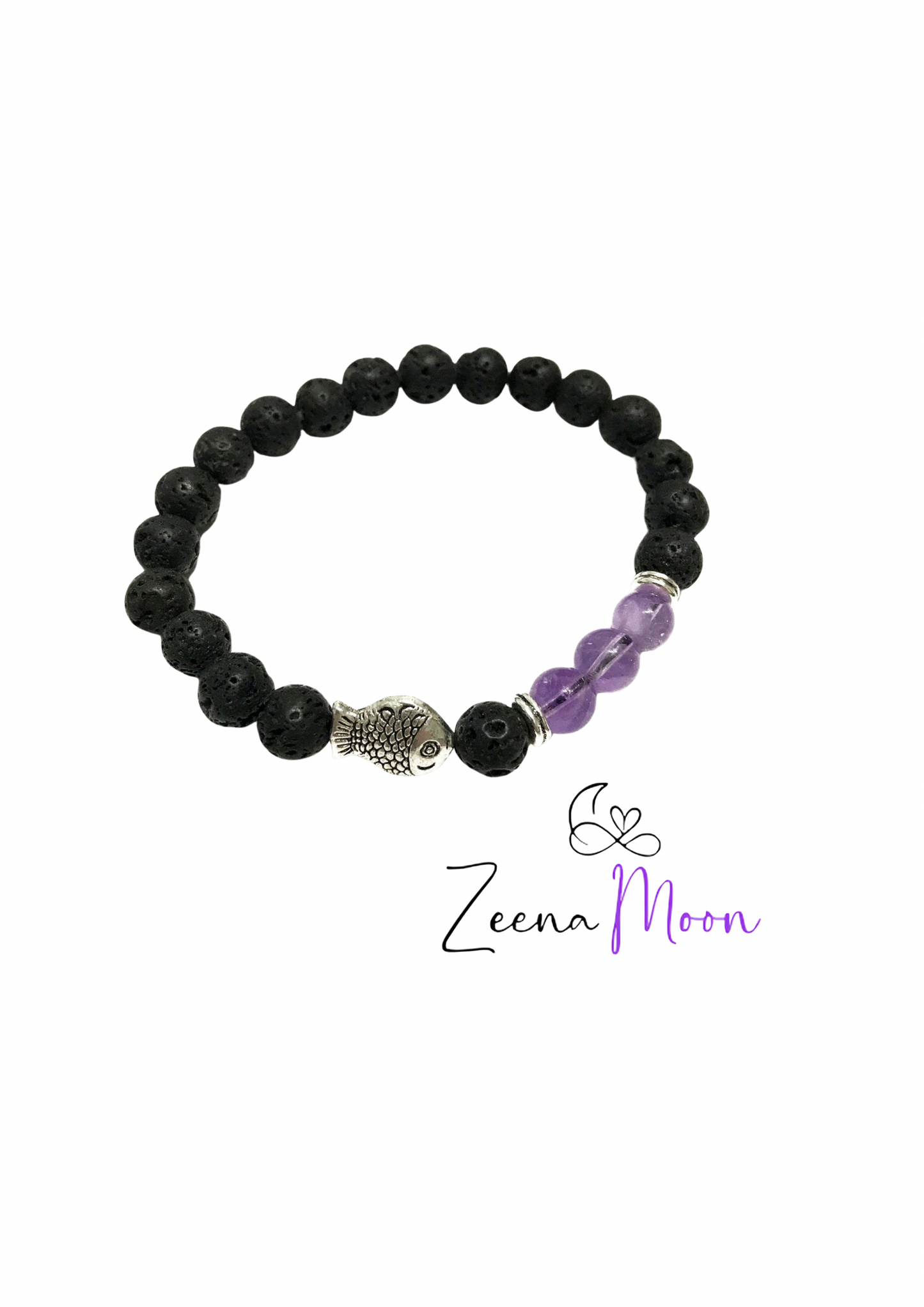 Lava Stone Bracelet - Fish Amethyst
