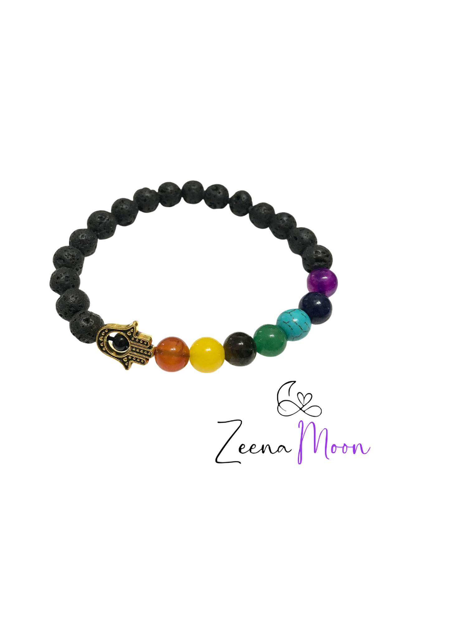 Lava Stone Bracelet - Hamsa Chakra
