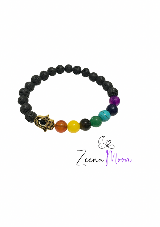 Lava Stone Bracelet - Hamsa Chakra