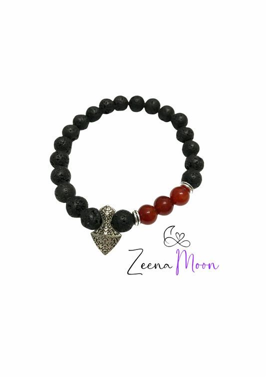 Lava Stone Bracelet - Axe-head Carnelian