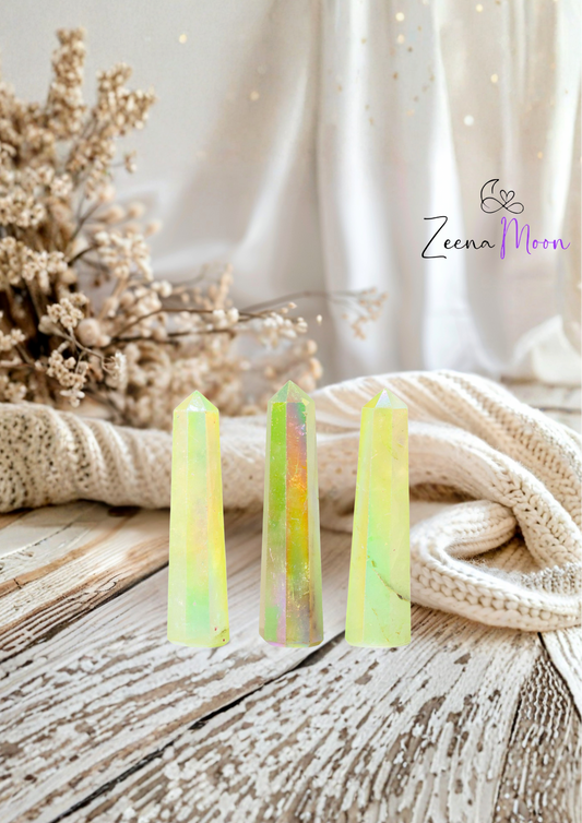 Gemstone Obelisk Point approx 9cm - Aurura Crystal Quartz - Pale Green