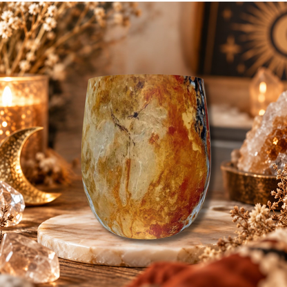 Amber Earth Marble Stemless Glass