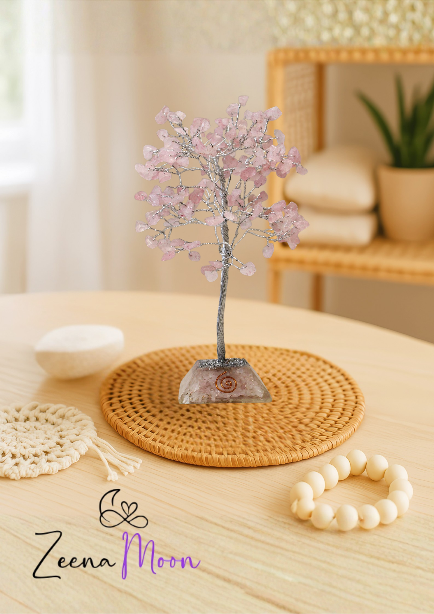 Gemstone Tree with Organite Base - 160 Stone - Rose Quartz