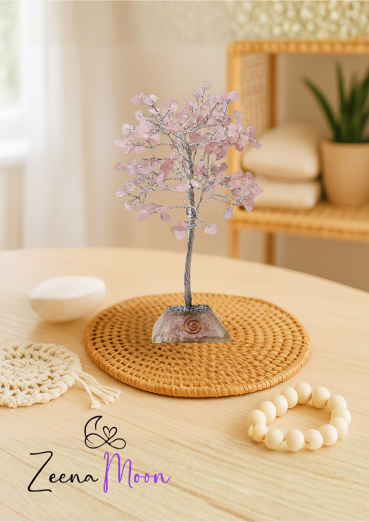 Gemstone Tree with Organite Base - 160 Stone - Rose Quartz