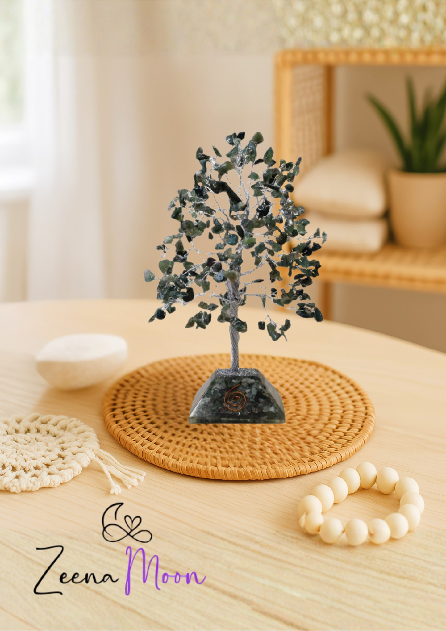 Gemstone Tree with Organite Base - 320 Stone - Moss Agate