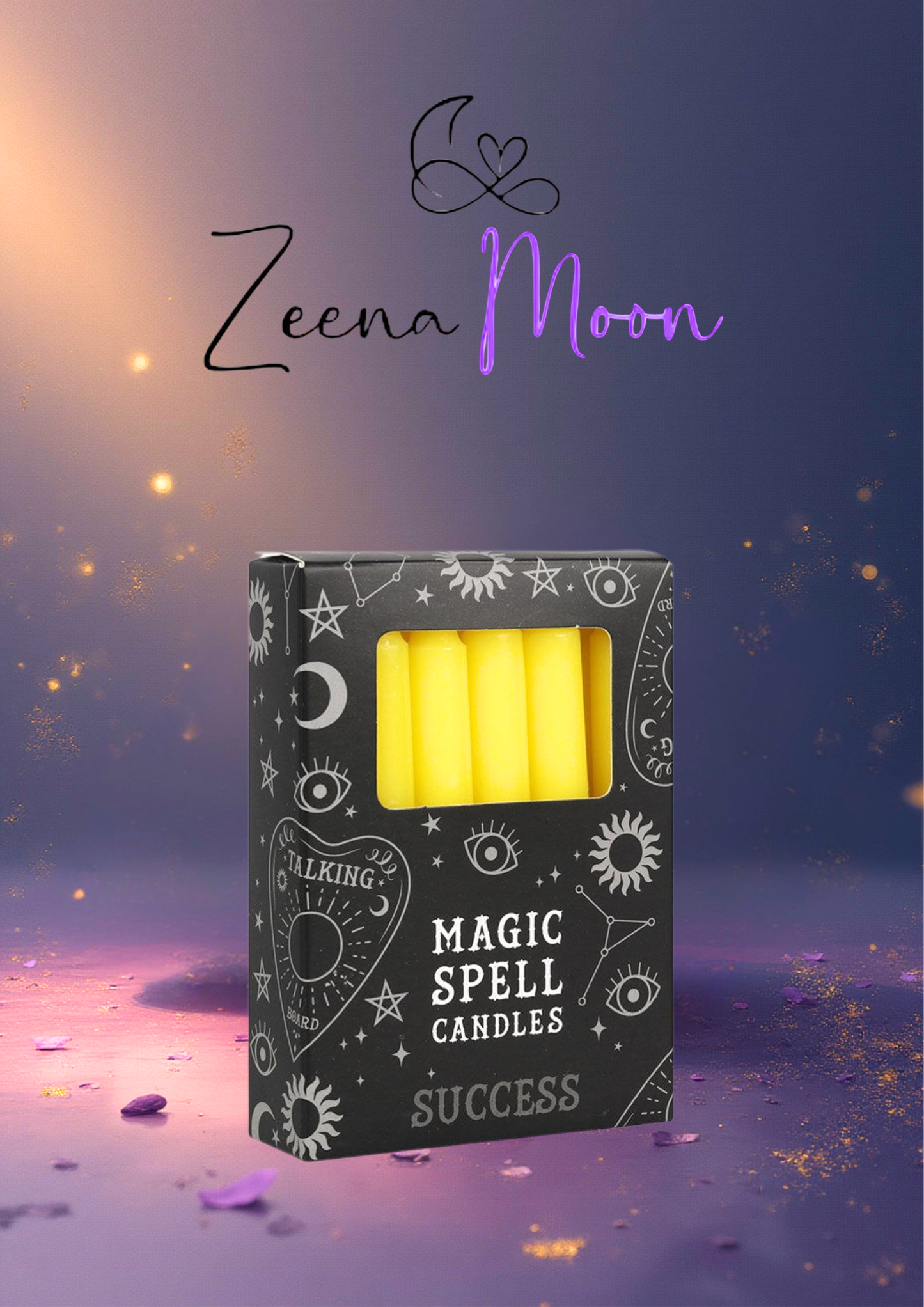Set of 12 Yellow 'Success' Spell Candles