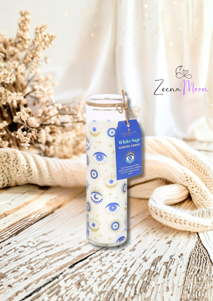 *All Seeing Eye White Sage Candle in Glass Tube (4/20)