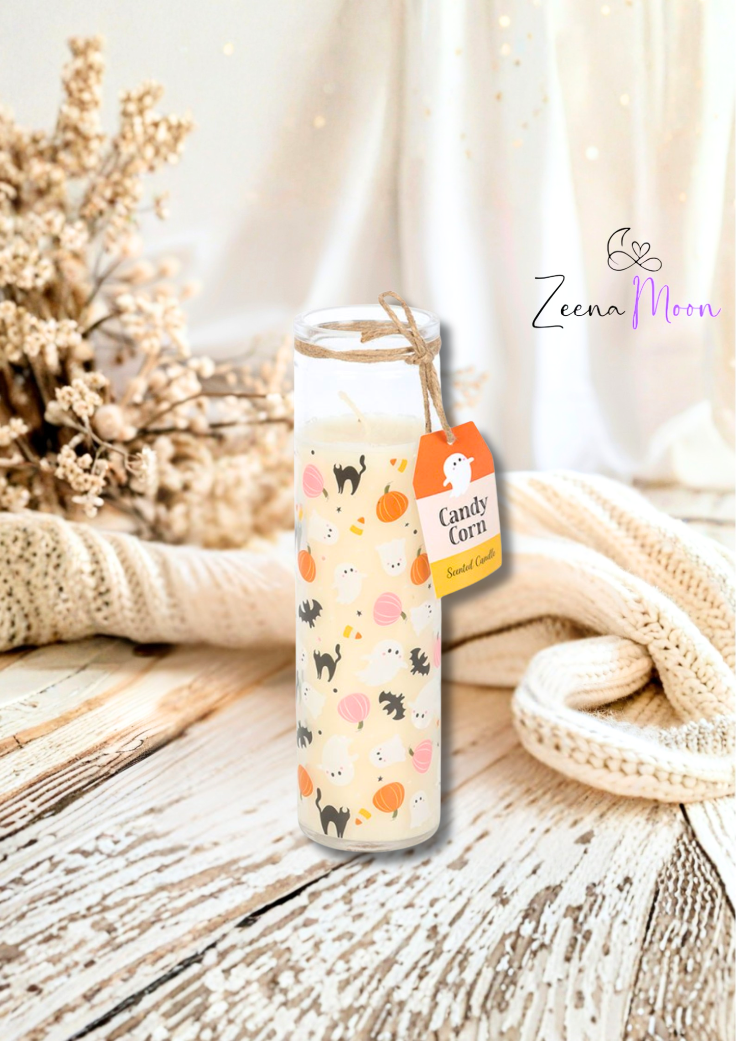 Sweet and Spooky Print Candy Corn Tube Candle