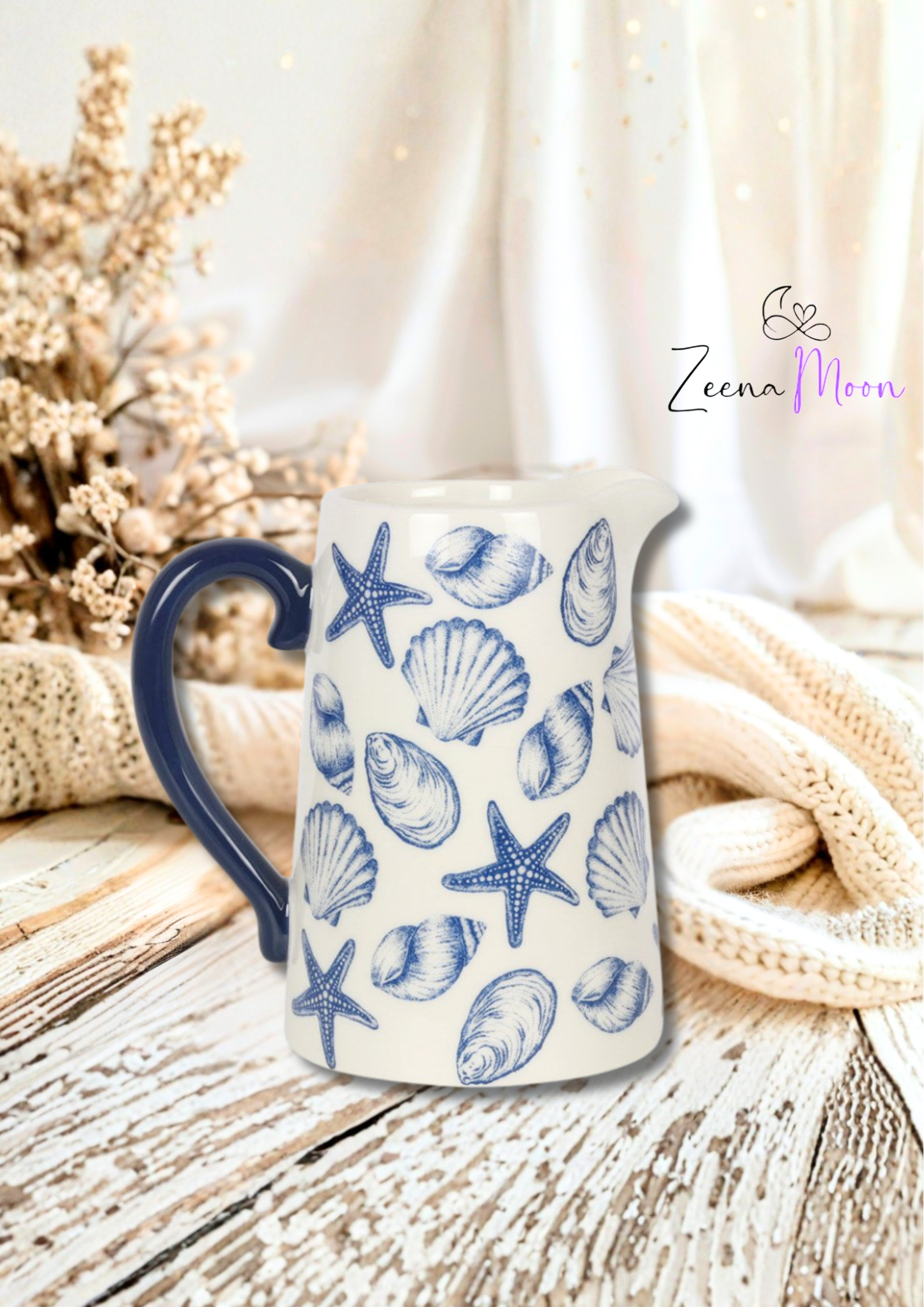 17cm Seashell Ceramic Flower Jug