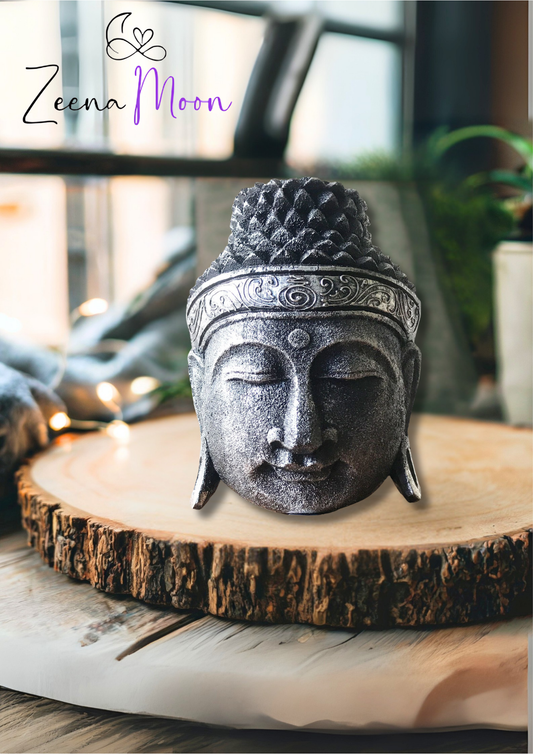 Home Decoration Buddha Head - 25cm - Silver Shine Finish