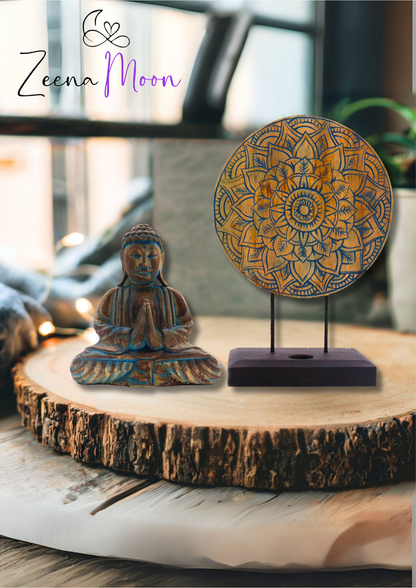 Buddha Feng Shui Set - Flower Mandala - Blue
