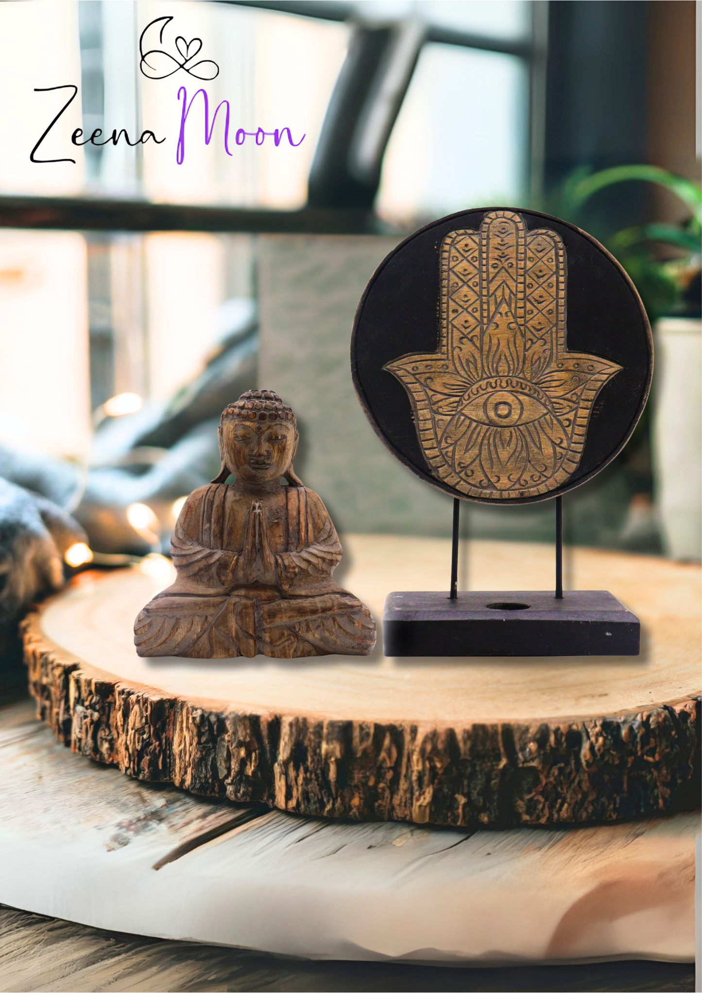 Buddha Feng Shui Set - Hamsa - Grey