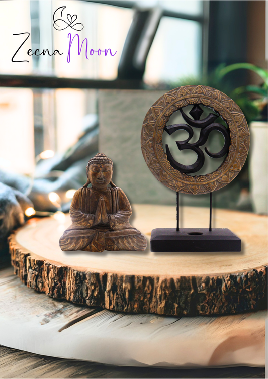 Buddha Feng Shui Set - Om - Grey & Black