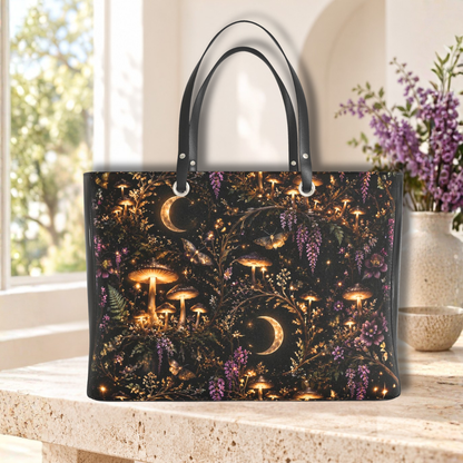 Enchanted Forest Moon & Mushroom Designer Handbag