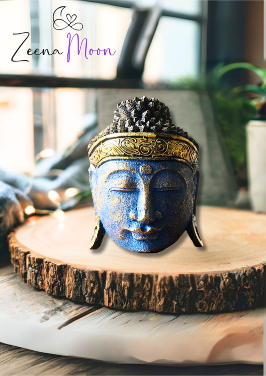 Home Decoration Buddha Head - 25cm - Blue Shine Finish