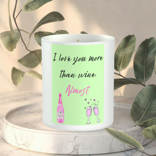 I love you more than wine. 200g White candle ‘Sandy Bay'