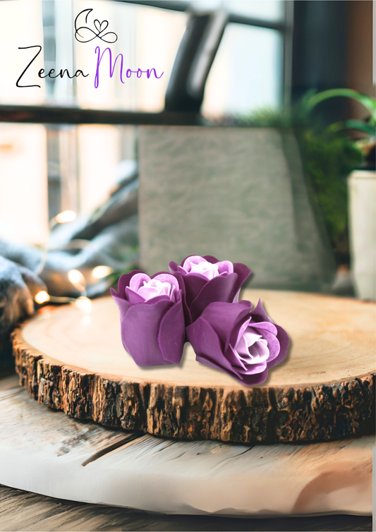 Set of 3 Soap Flower Heart Box - Lavender Roses