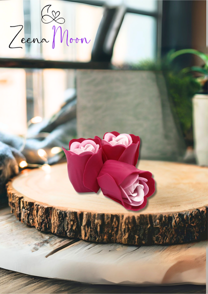 Set of 3 Soap Flower Heart Box - Pink Roses