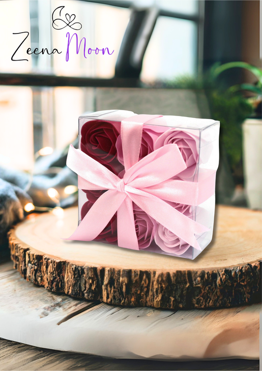 Set of 9 Soap Flowers - Pink  Roses