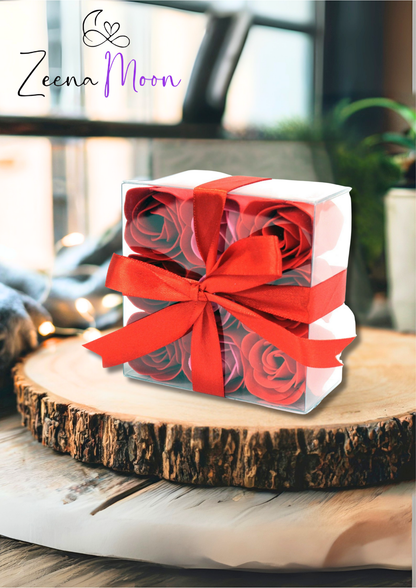Set of 9 Soap Flowers - Red Roses