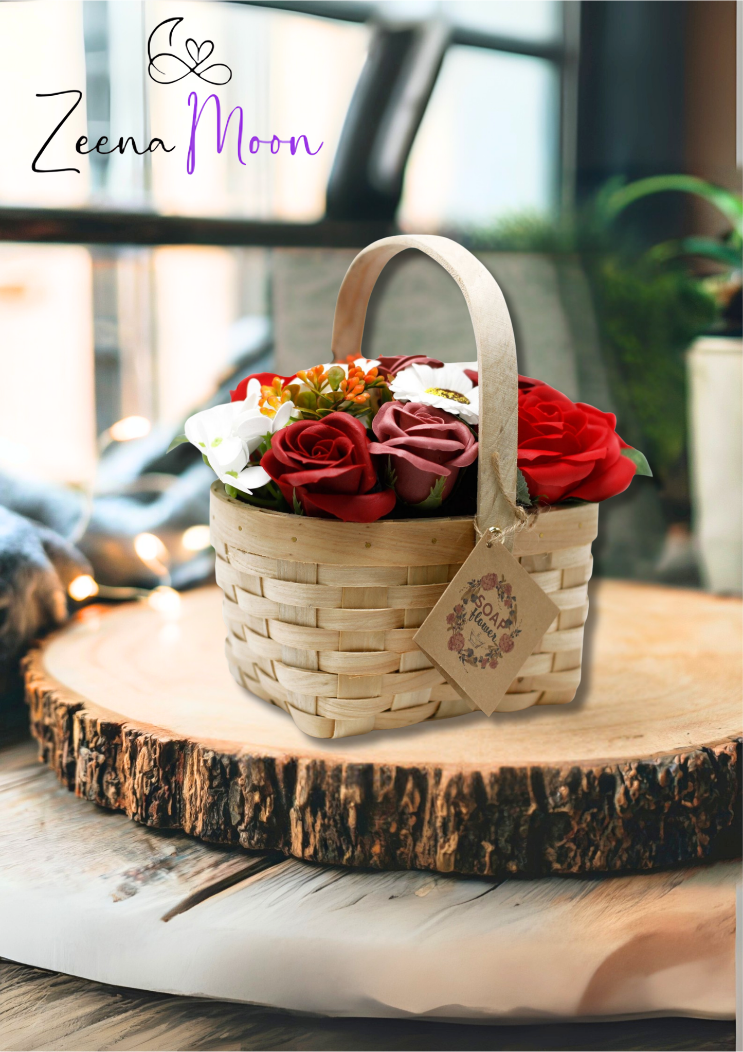 Large Red Bouquet in Wicker Basket