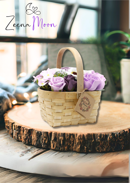 Large Lilac Bouquet in Wicker Basket