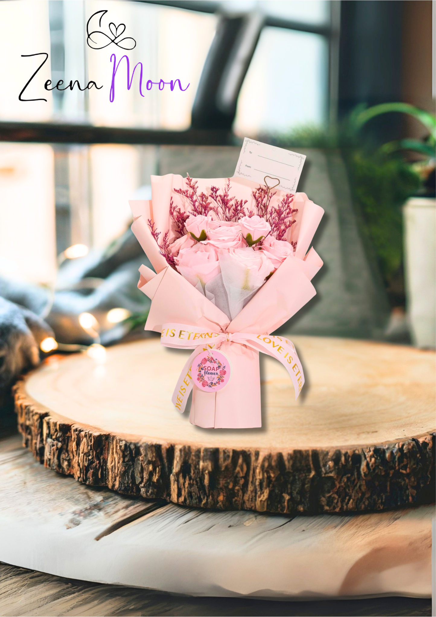 Large Pink Roses Bouquet - Love is Eternal -  Gift Card