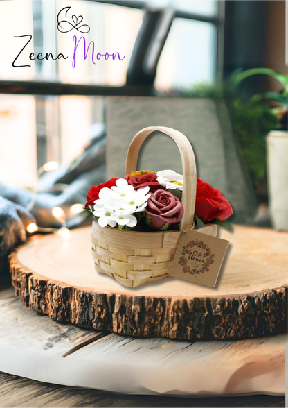Medium Red Bouquet in Wicker Basket