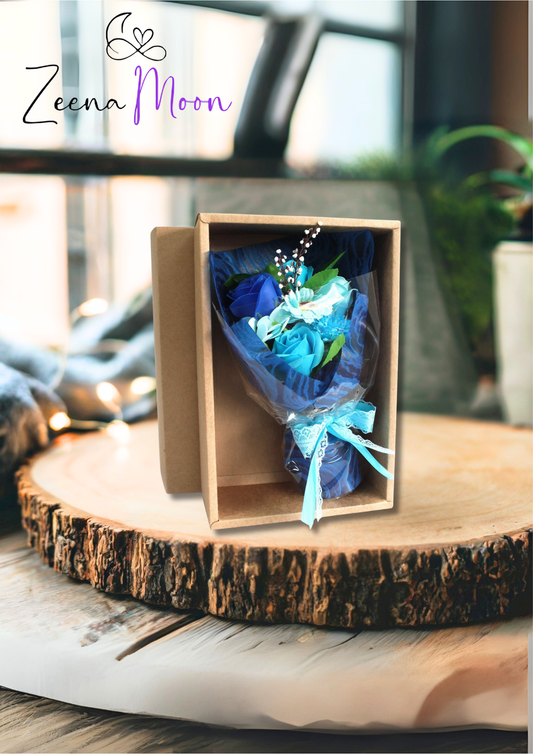 Blue Boxed Hand Soap Flower Bouquet - Special