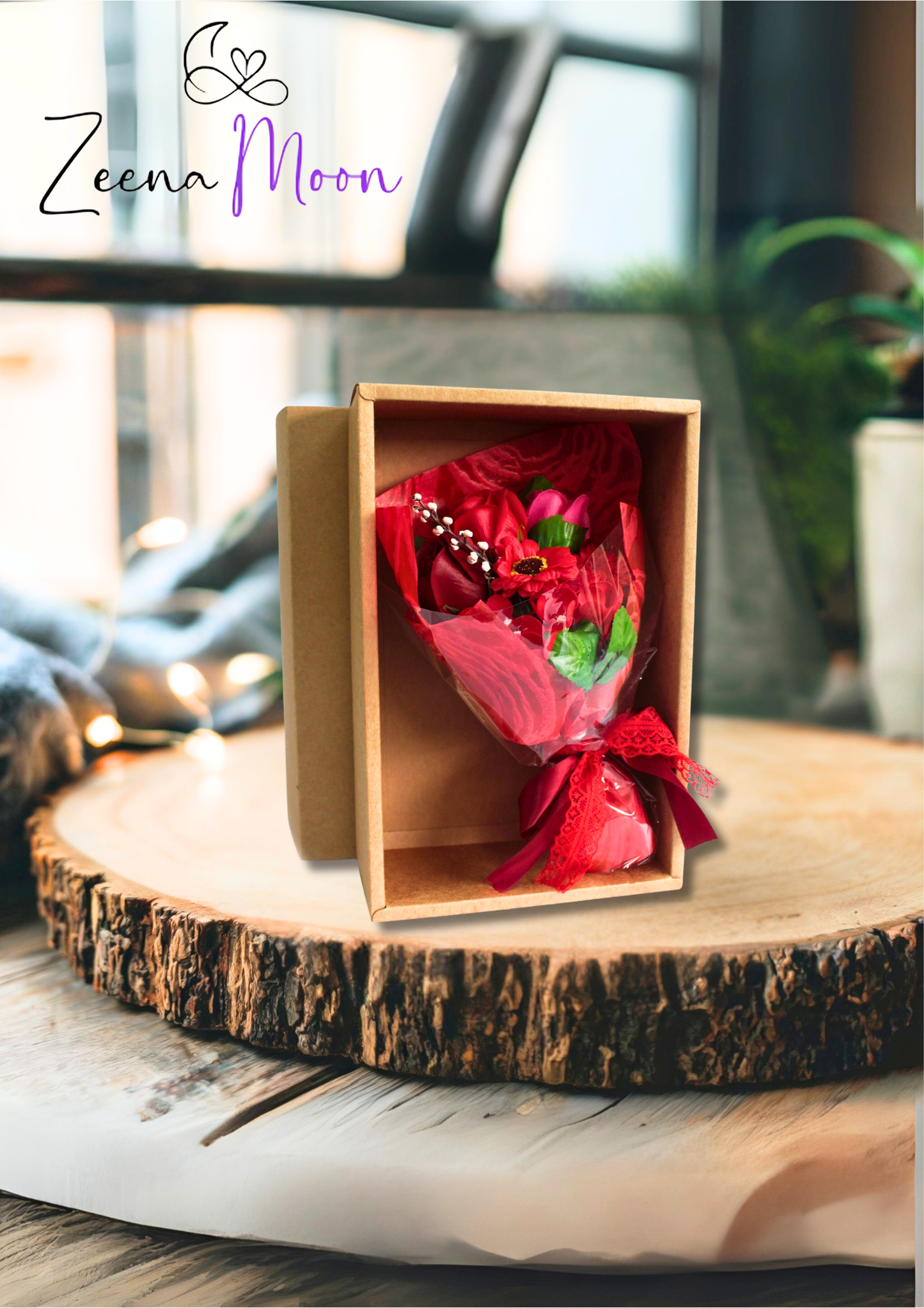 Red Boxed Hand Soap Flower Bouquet - Special