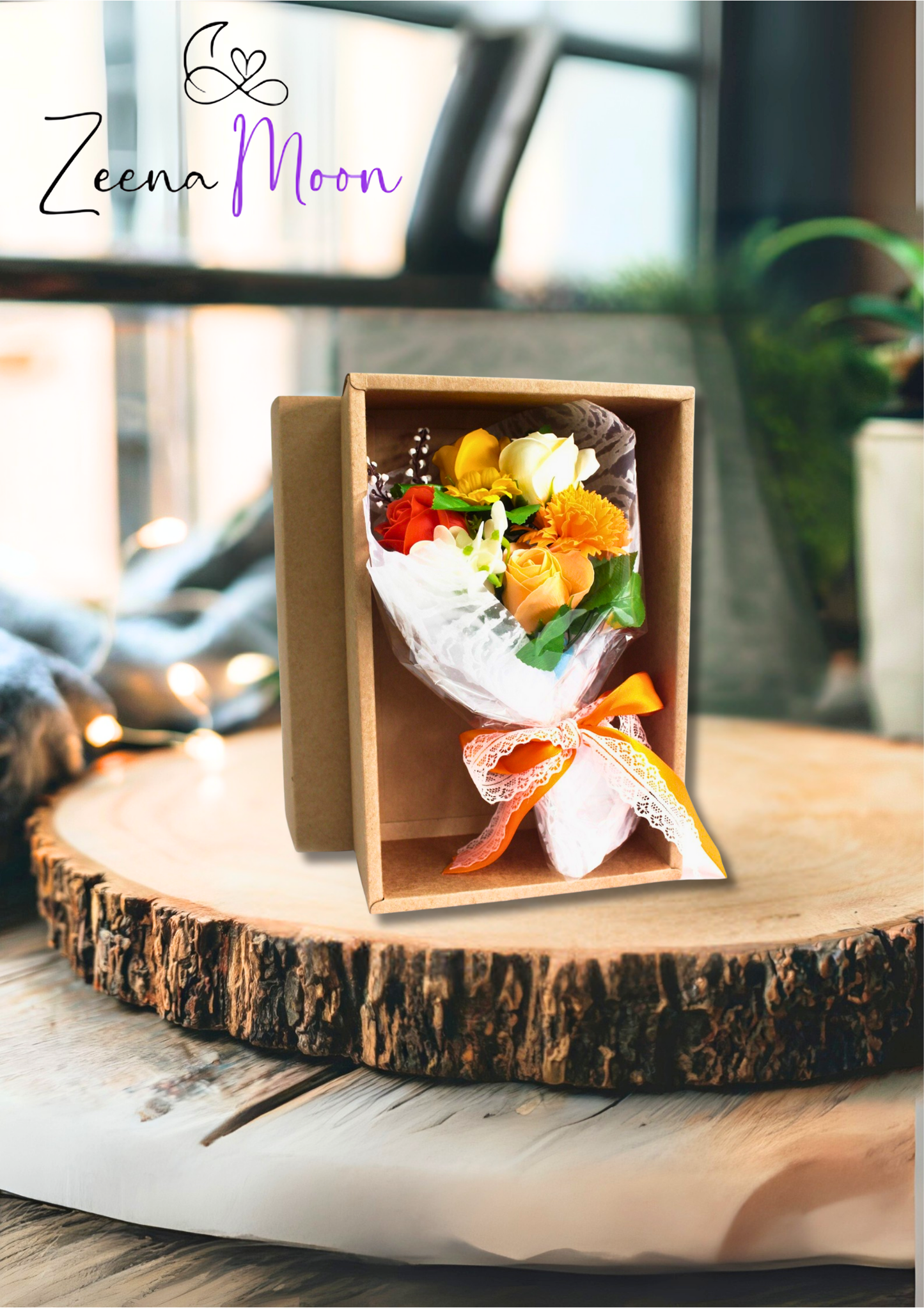Orange Boxed Hand Soap Flower Bouquet - Special