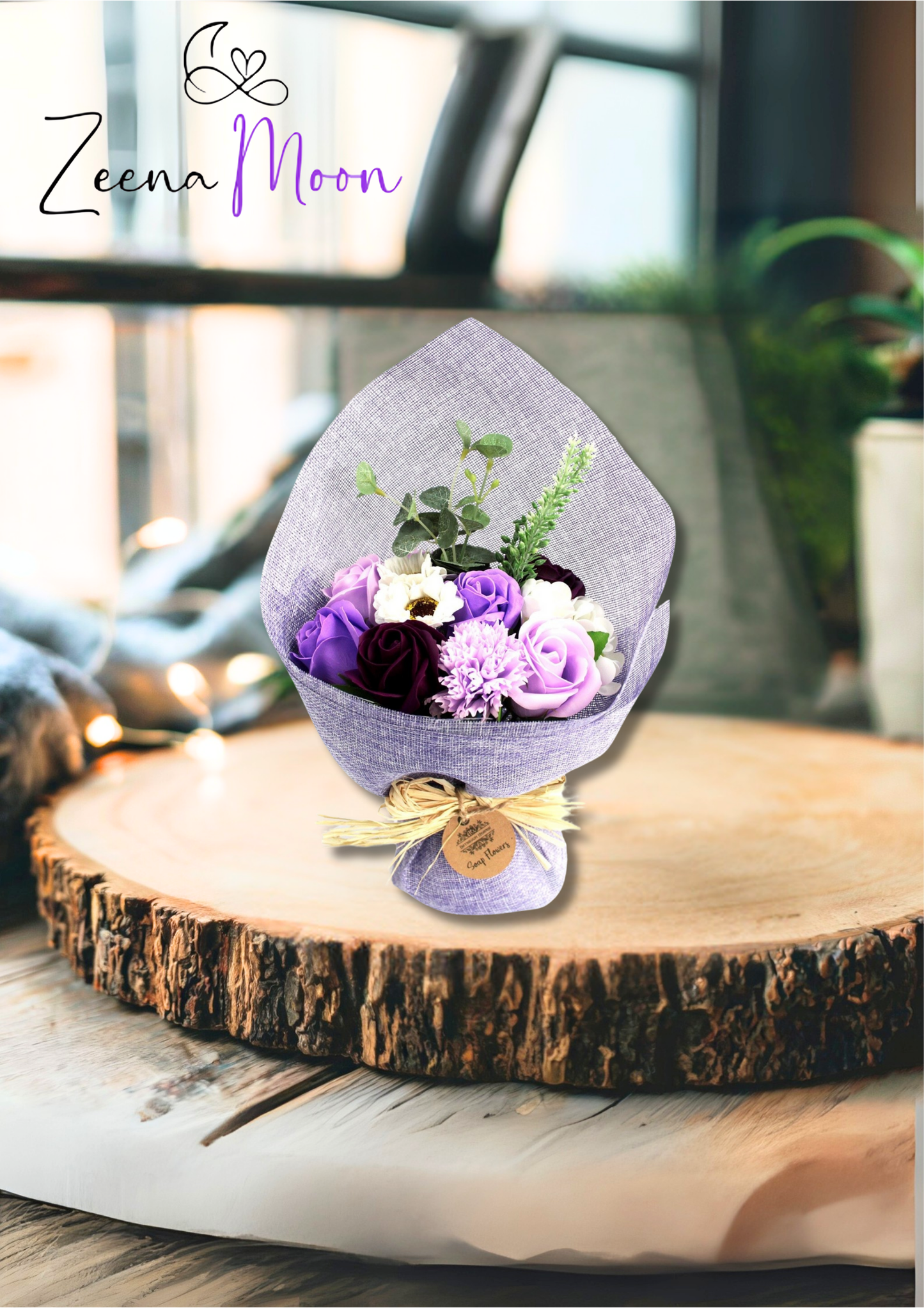 Purple Standing Soap Flower Bouquet - Special