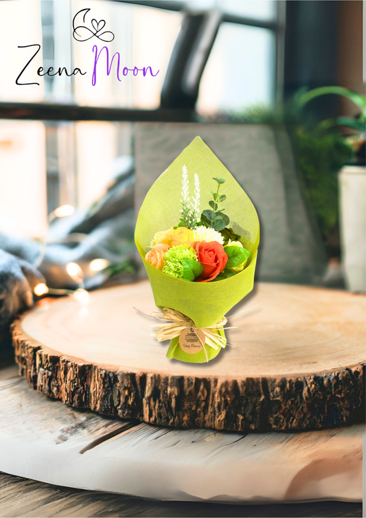 Green& Yellow Standing Soap Flower Bouquet - Special