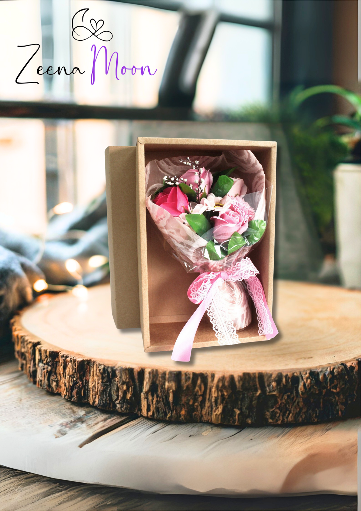 Boxed Hand Soap Flower Bouquet - Pink