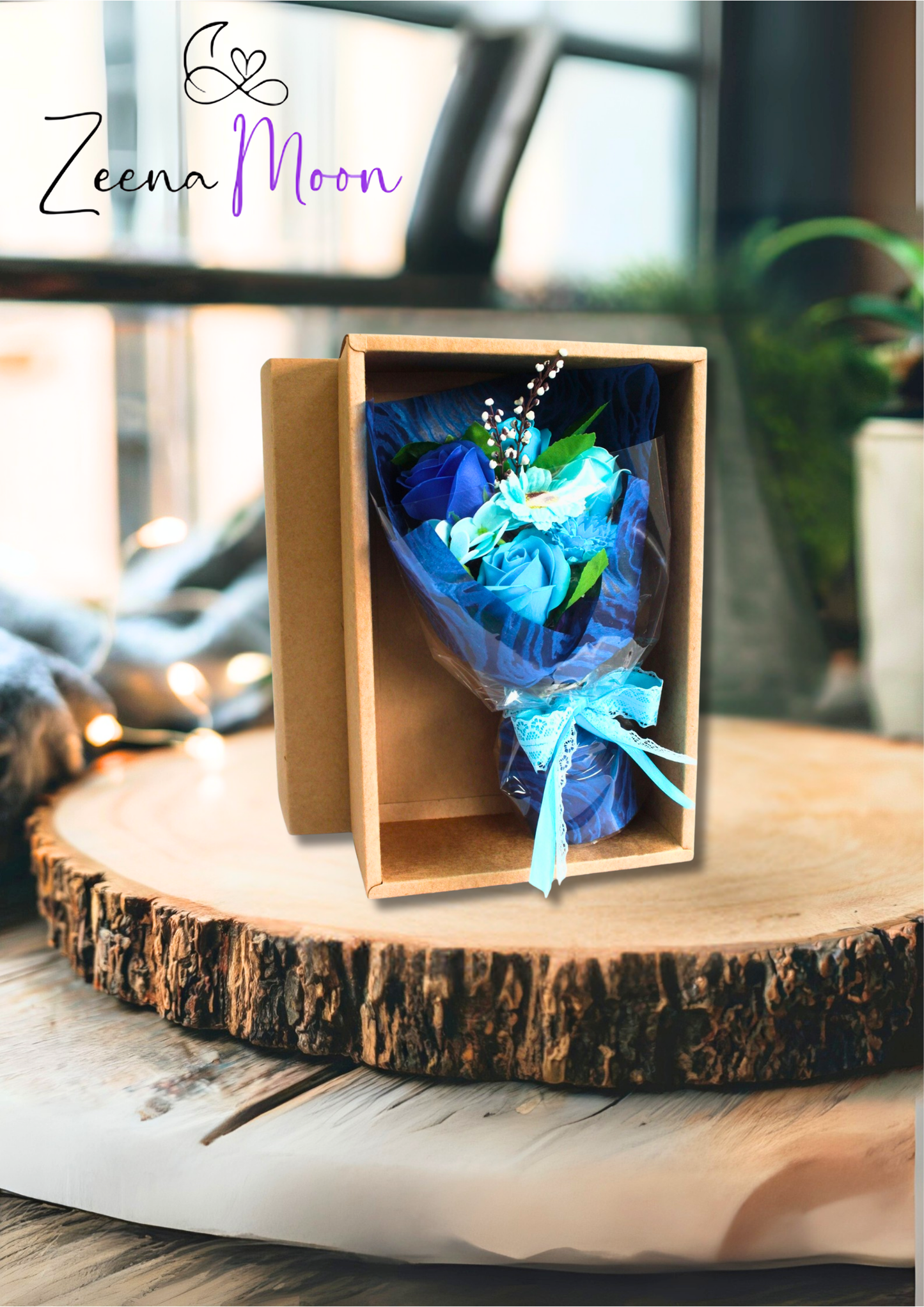 Boxed Hand Soap Flower Bouquet - Blue