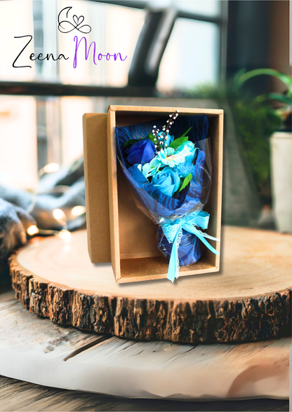 Boxed Hand Soap Flower Bouquet - Blue