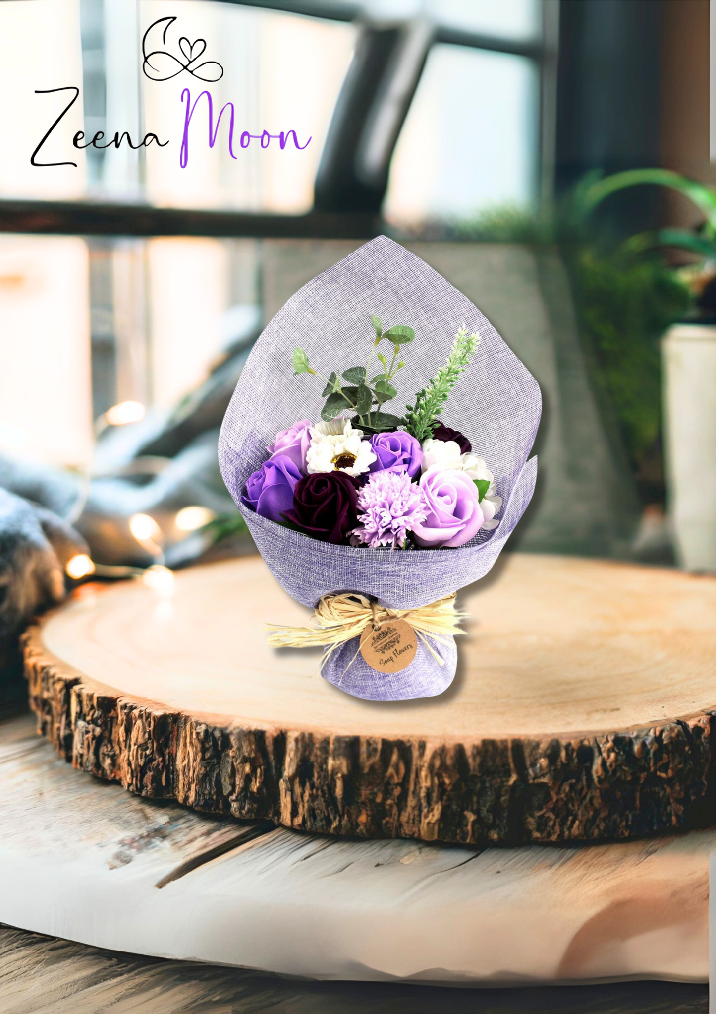 Standing Soap Flower Bouquet - Purple