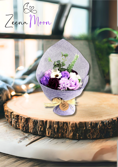 Standing Soap Flower Bouquet - Purple