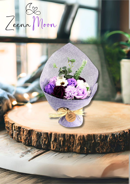 Standing Soap Flower Bouquet - Purple