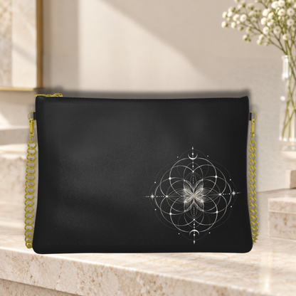 Celestial Geometry Black Crossbody Bag